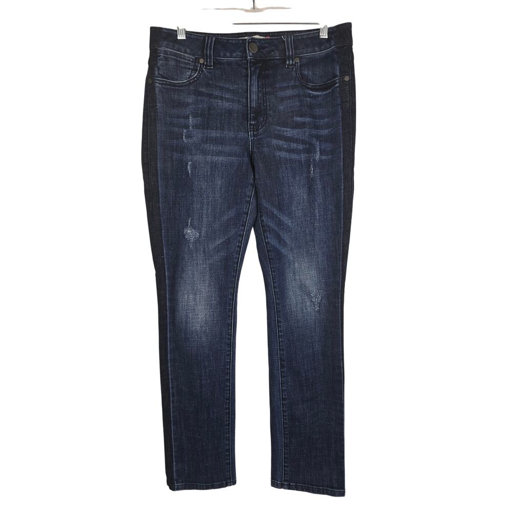 CAbi Style 3750 High Straight Whiskering Distressed Women's Denim Jeans 8